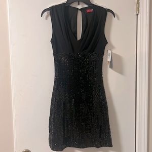 NWT!! Ruby Rox- Black sequin dress with keyhole back!- size Small